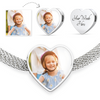 Custom Photo Heart Charm with Luxury Stainless Bracelet - Put Your Own Picture and Engraving