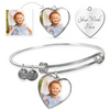 Custom Photo Heart Bangle - Put Your Own Picture and Engraving