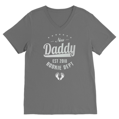 New Daddy EST 2018 Rookie Dept ﻿Classic V-Neck T-Shirt