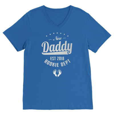 New Daddy EST 2018 Rookie Dept ﻿Premium V-Neck T-Shirt