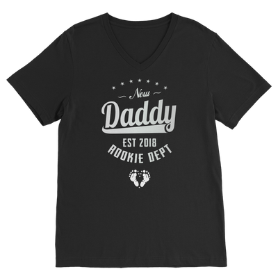 New Daddy EST 2018 Rookie Dept ﻿Premium V-Neck T-Shirt