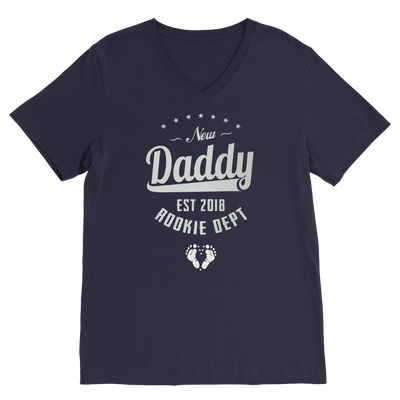 New Daddy EST 2018 Rookie Dept ﻿Classic V-Neck T-Shirt