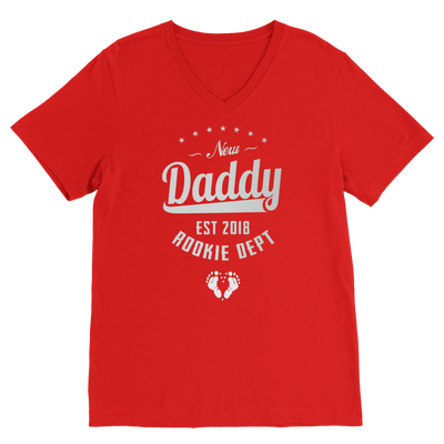 New Daddy EST 2018 Rookie Dept ﻿Classic V-Neck T-Shirt