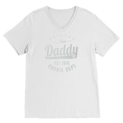 New Daddy EST 2018 Rookie Dept ﻿Premium V-Neck T-Shirt