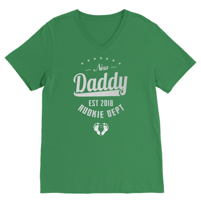 New Daddy EST 2018 Rookie Dept ﻿Classic V-Neck T-Shirt