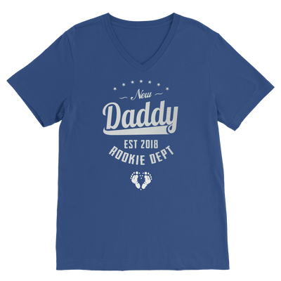 New Daddy EST 2018 Rookie Dept ﻿Classic V-Neck T-Shirt