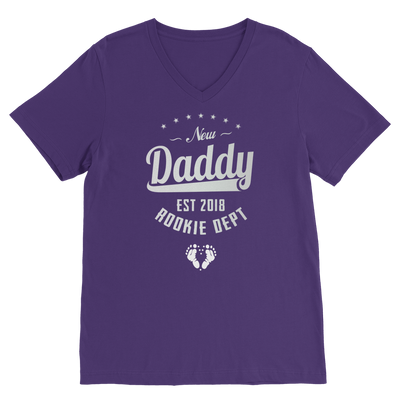 New Daddy EST 2018 Rookie Dept ﻿Classic V-Neck T-Shirt