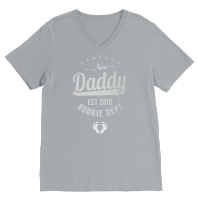 New Daddy EST 2018 Rookie Dept ﻿Classic V-Neck T-Shirt